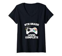 Mujer 8th Grade Level Complete Advance Stage Gamer Energy Camiseta Cuello V