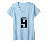 Mujer #9 Blanco Vintage Número 9 Estilo de Fútbol Fan Deportes Camiseta Cuello V