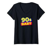 Mujer 90s Baby Retro Vibes Bold Color Throwback Design Camiseta Cuello V