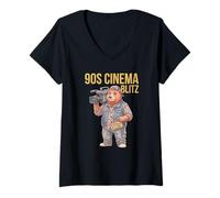 Mujer 90s Cine Blitz Películas Buff Pop Nostalgia Cultura Humor Camiseta Cuello V
