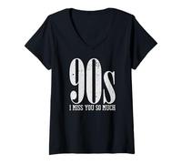 Mujer 90s I Miss You So Much Distressed Nostalgia Quote Camiseta Cuello V