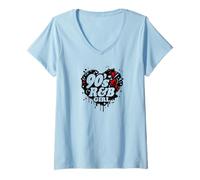 Mujer 90's R&B Un poco de amor corazón Graffiti RnB Música Camiseta Cuello V