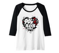 Mujer 90's R&B Un poco de amor corazón Graffiti RnB Música Camiseta Manga Raglan