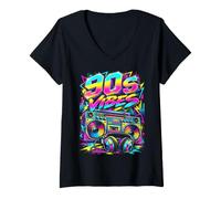 Mujer 90's Throwback Party Outfit Back to The 90s Era Vaporwave Camiseta Cuello V