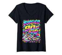 Mujer 90's Throwback Party Outfit Back to The 90s Era Vaporwave Camiseta Cuello V