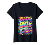 Mujer 90's Throwback Party Outfit Back to The 90s Era Vaporwave Camiseta Cuello V
