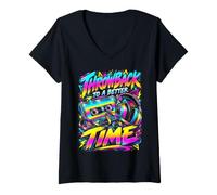 Mujer 90's Throwback Party Outfit Back to The 90s Era Vaporwave Camiseta Cuello V