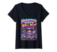 Mujer 90's Throwback Party Outfit Back to The 90s Era Vaporwave Camiseta Cuello V