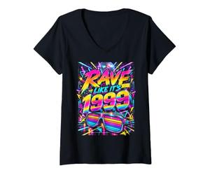 Mujer 90's Throwback Party Outfit Back to The 90s Era Vaporwave Camiseta Cuello V