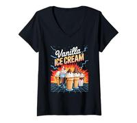 Mujer 90s Vintage Vanilla Ice Cream Dessert Camiseta Cuello V