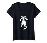 Mujer 90s Y2K Curioso Gato Lindo Tomcat Siendo levantado Camiseta Cuello V
