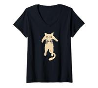 Mujer 90s Y2K Curioso Lindo Gato Tomcat Siendo levantado Camiseta Cuello V