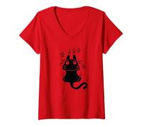 Mujer 90s Y2K Gato Aterrador aferrado Tomcat dejando Marcas de arañazos Camiseta Cuello V