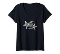 Mujer 90s Y2K Scary Cat Tomcat está asustado bajo Big Stary Camiseta Cuello V