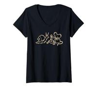 Mujer 90s Y2K Tea Time con ratón Caracol y Gusano Camiseta Cuello V