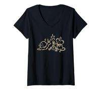 Mujer 90s Y2K Tea Time Debajo de Las Estrellas con ratón Caracol y Gusano Camiseta Cuello V