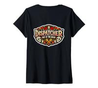 Mujer 911 Despachador Día De Muertos Mexicano Día De Los Muertos Camiseta Cuello V