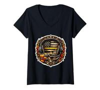 Mujer 911 Dispatcher First Responder - Bandera de línea Amarilla Delgada para otoño Camiseta Cuello V