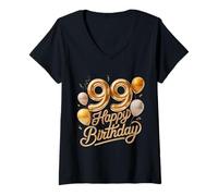 Mujer 99 Feliz Cumpleaños 99 Aniversario Hombres Mujeres Camiseta Cuello V