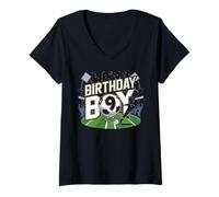 Mujer 9th Birthday Boy Soccer Design with Number Nine Soccer Ball Camiseta Cuello V