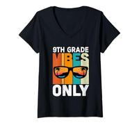 Mujer 9th Grade Students Vintage Vibes Only Back To School Camiseta Cuello V