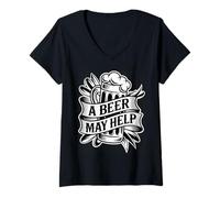 Mujer A Beer May Help Alcohol Relajación Escalofrío - Camiseta Cuello V