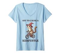 Mujer A causar un lío Perezoso, dichos Divertidos y extraños únicos Camiseta Cuello V