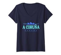 Mujer A Coruña España | Costa de A Coruña España Camiseta Cuello V