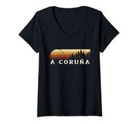 Mujer A Coruña, España Evergreen Vintage Sunset Camiseta Cuello V