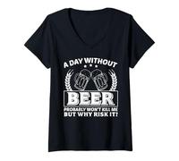Mujer A Day Without Beer Funny Drinking Team Beer Lover Camiseta Cuello V