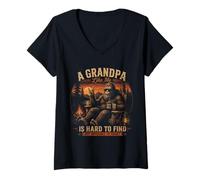 Mujer A Grandpa Like Me Is Hard-To-Find Bigfoot Divertido Camiseta Cuello V