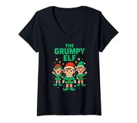 Mujer A Juego Elf The Grumpy Elf Fun Kids Family Christmas Camiseta Cuello V