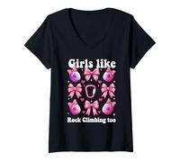 Mujer A Las Chicas también Les Gusta la Escalada en Roca Camiseta Cuello V