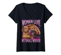 Mujer A las mujeres les encanta mi pequeña salchicha pirata divertida y ofensiva Camiseta Cuello V