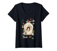 Mujer A Little Bird Told Me Retro Nature Vintage Dibujo Cumpleaños Camiseta Cuello V