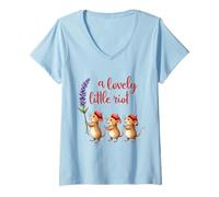 Mujer A Lovely Little Riot Cute Ratones Lavanda Caprichoso Animal Des Camiseta Cuello V