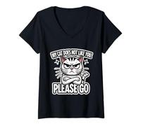 Mujer A mi gato no le gustas. Por favor, vete. Camiseta Cuello V