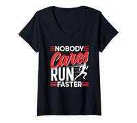 Mujer A Nadie Le Importa Correr Más Rápido Refranes Motivación Camiseta Cuello V