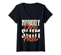 Mujer A Nadie le Importa Nadar más rápido Camiseta Cuello V