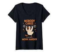 Mujer A Nadie le Importa Trabajar más Duro Gimnasio Motivación Halterofil Camiseta Cuello V