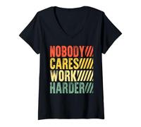 Mujer A Nadie le Importa Vintage Entrenamiento Gimnasio Emprendedor Motivacional Camiseta Cuello V