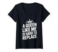 Mujer A Queen Like Me Is Hard To Replace Motivo Camiseta Cuello V