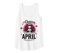 Mujer A Queen Was Born April Feliz Cumpleaños Linda Mujer Divertido Cumpleaños Camiseta sin Mangas