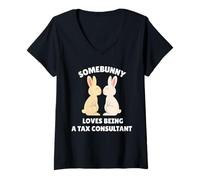 Mujer A Somebunny le Encanta ser un consultor Fiscal Lindo Trabajo de Conejo de Pascua Camiseta Cuello V