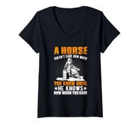 Mujer A un Caballo no le Importa cuánto Sabes hasta Que Sabe cómo Camiseta Cuello V