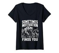 Mujer A Veces la motivación te Encuentra Divertido Correr Motivacional Camiseta Cuello V
