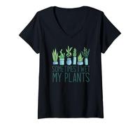 Mujer A Veces ME Mojo MIS Plantas Divertida Planta mamá Meme Camiseta Cuello V