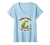 Mujer A Veces Sólo Estoy Pedo Camiseta Rana Humor Divertido Camiseta Cuello V