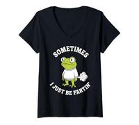 Mujer A Veces Solo Estoy tirando Pedos al Humor de Rana Camiseta Cuello V