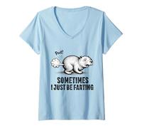 Mujer A Veces Solo me Estoy tirando Pedos, me Duele la Barriga, Gracioso Capibara Camiseta Cuello V